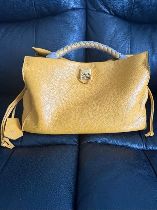 Mulberry Handbags - Mulberry Mustard Yellow Braided-Handle Leather Shoulder Bag